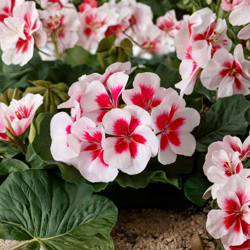 Calliope Medium White Splash Geranium – Live Plant Plug | 2 Inch Pot | Pelargonium Annual Flower | Patio & Container Friendly | Easy to Grow