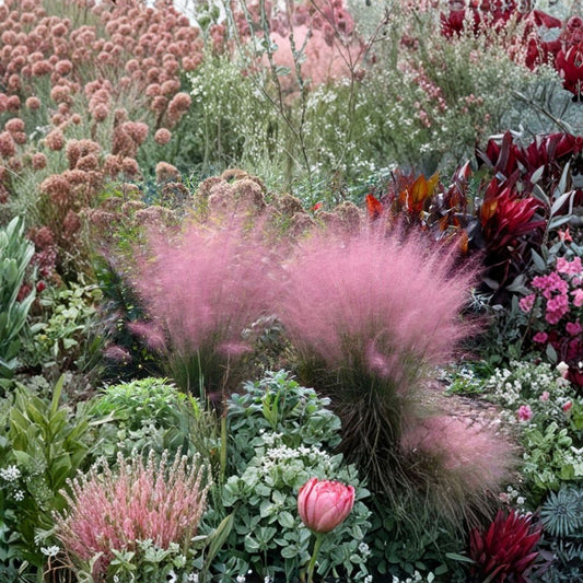 Live Pink Muhly Grass Plant – Muhlenbergia capillaris | 5–8 Inch Tall | Well-Rooted Starter Plant | Ships Without Pot | Ornamental Pink Grass | Easy to Grow