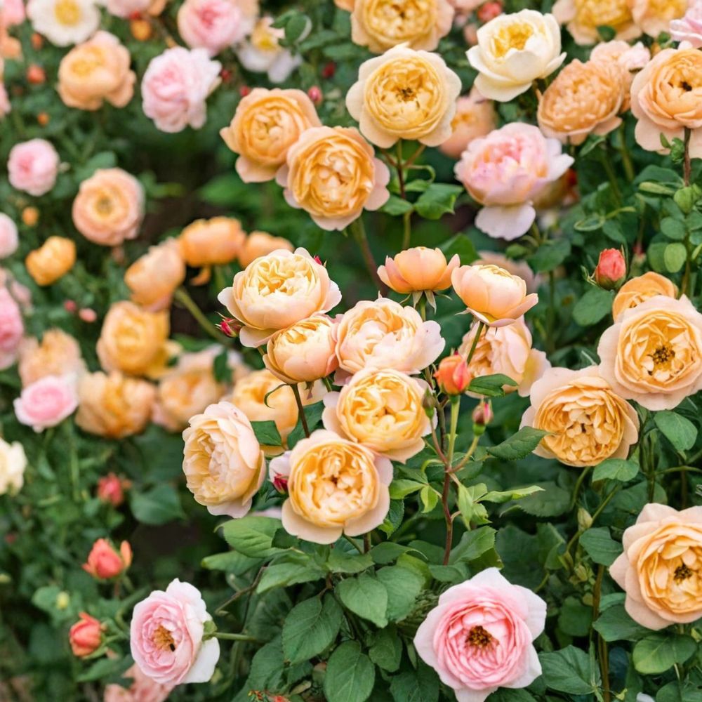 Roald Dahl English Shrub Rose – Rosa 'Ausowlish' Live Rooted Plant | 5 Inches Tall | Fragrant Apricot Blooms | Repeat Flowering Garden Rose