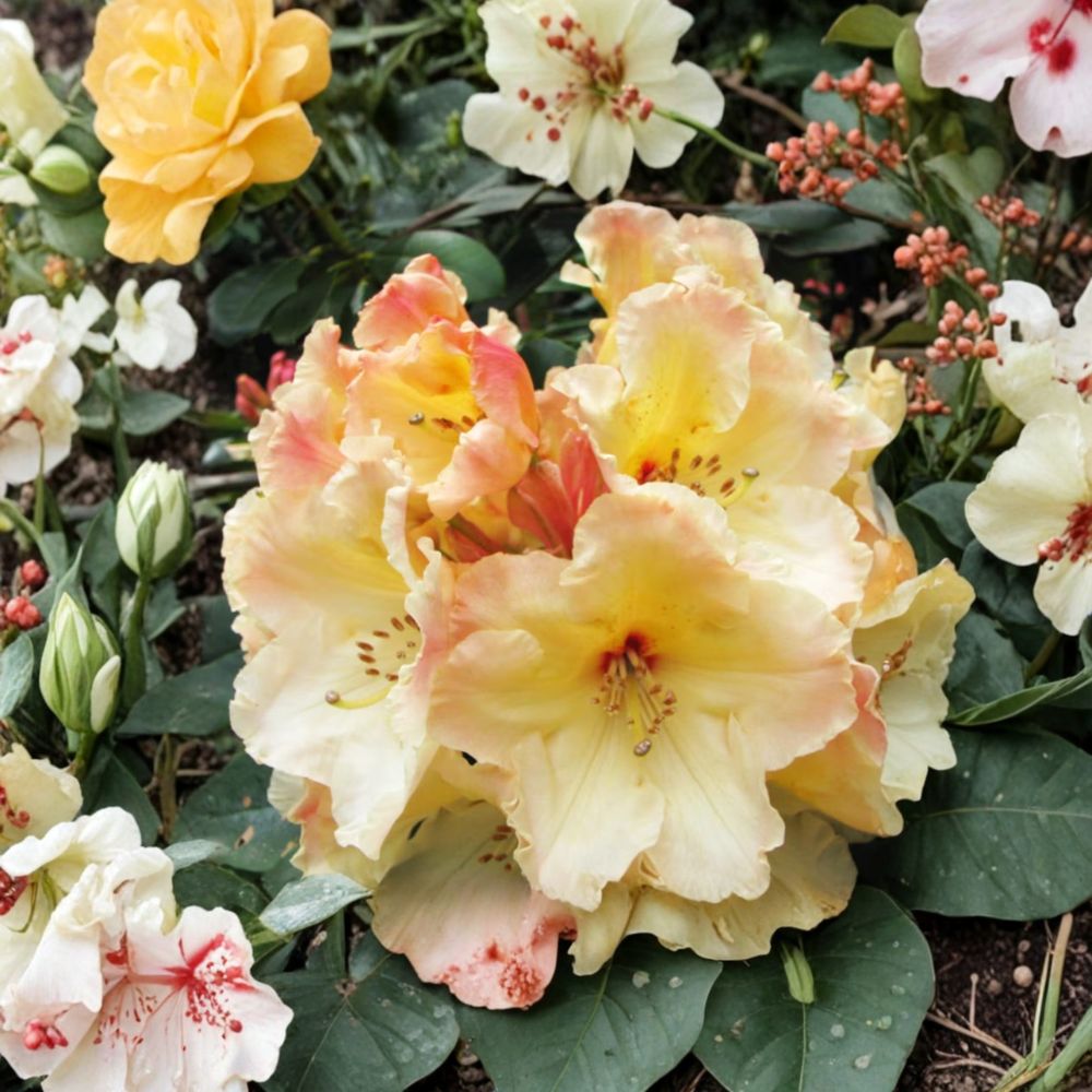 Rhododendron ‘Horizon Monarch’ Live Evergreen Shrub | Yellow Pink & Cream Blooming Rhododendron | Award Winning Hardy Plant | #1 Container Grown