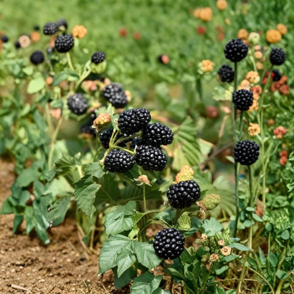 Ponca Blackberry – Rubus Live Rooted Starter Plant | Thornless Blackberry Bush | Self-Pollinating Fruit Plant | Easy to Grow