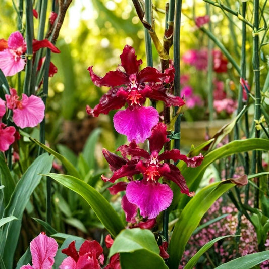 Oncidium Sharry Baby ‘Red Fantasy’ – Chocolate Fragrant Orchid Live Plant | 4 Inch Pot | Red Pink Blooms | Cascading Flower Spikes | Orchid Collector Plant