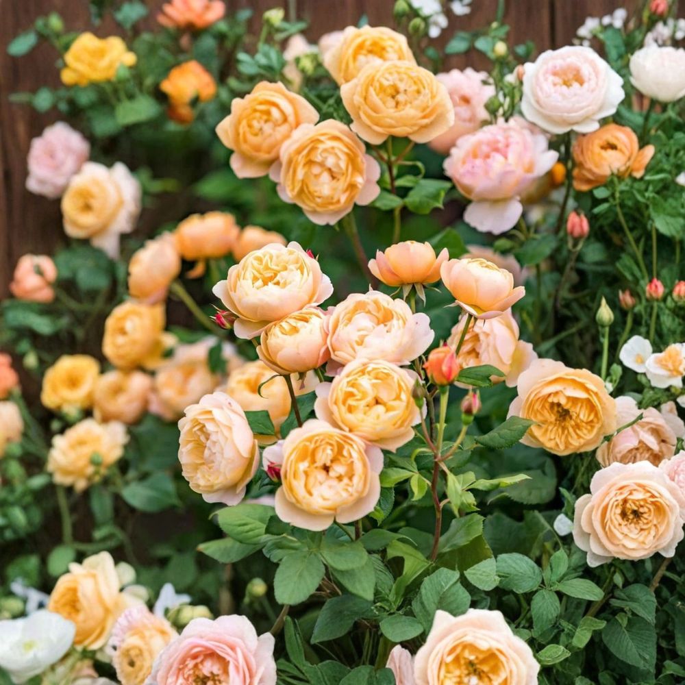 Roald Dahl English Shrub Rose – Ausowlish Live Rooted Plant | 5 Inches Tall | Apricot Repeat Blooming Rose | Fragrant Garden Rose