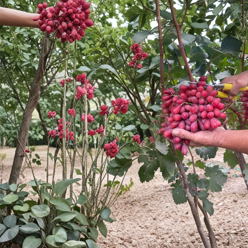Crimson Seedless Grape Vine – Live Bare Root Fruit Vine | Sweet Red Seedless Table Grapes | Backyard Vineyard Friendly | Fast Growing Garden Vine