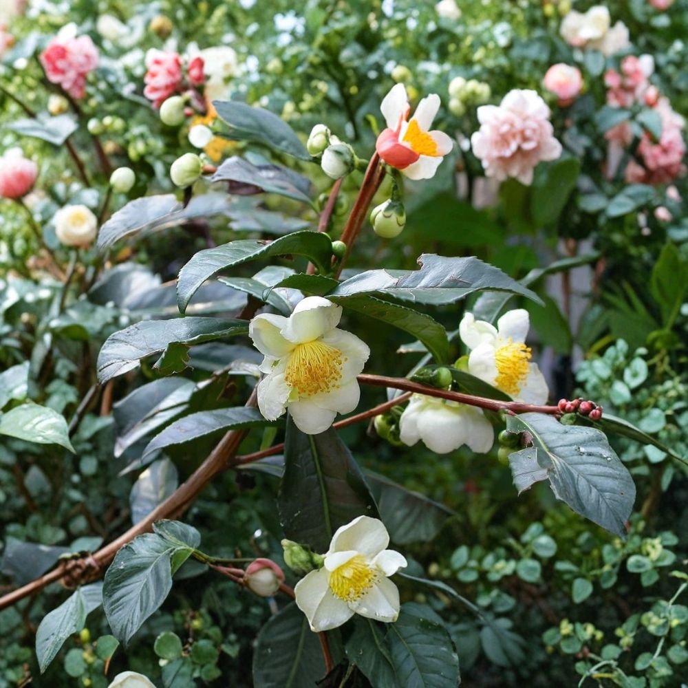Organic Tea Plant – Camellia sinensis Live Starter Plant | 6–12 Inches Tall | Includes 2.5" x 3.5" Pot | Evergreen Tea Plant | Easy to Grow
