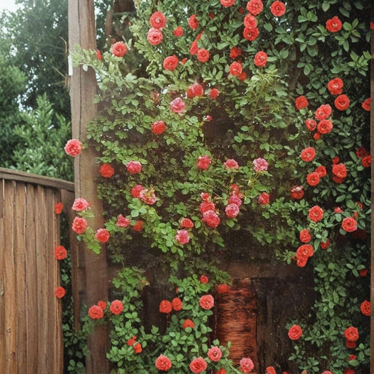 Climbing America Rose – Live Climbing Rose Plant | 2 Gallon Size | Salmon Pink Blooms | Fragrant Garden Rose | Trellis & Fence Climber