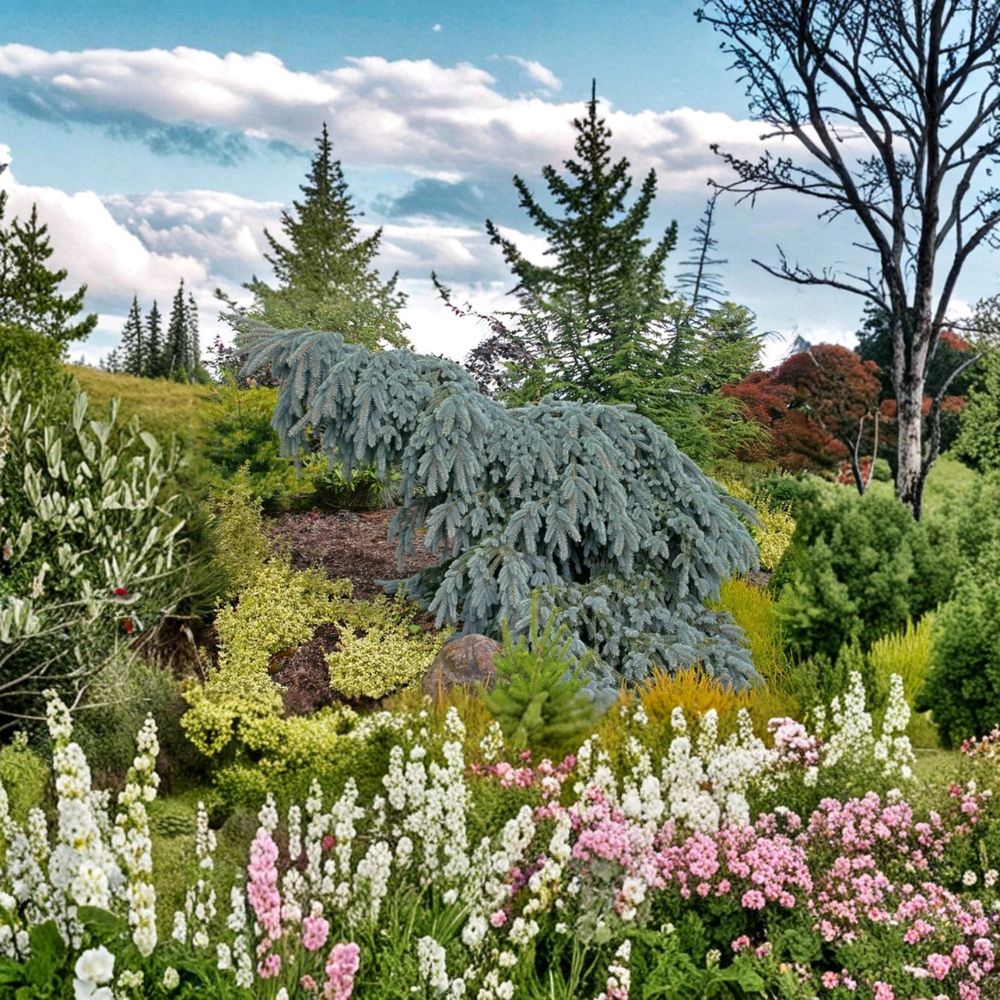 The Blues Weeping Colorado Spruce – Live Blue Evergreen Conifer | 10 Inch Tall Plant | 1 Gallon Pot | Picea pungens Cascading Spruce