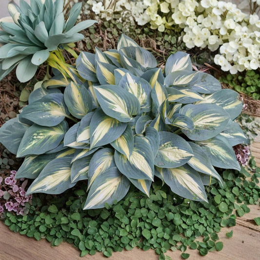 Hosta ‘High Society’ – Live Bare Root Hosta | Small Blue & Gold Shade Perennial | 3 Pack Starter Plant Alternative