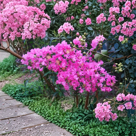 True Pink Crepe Myrtle Trees | 2 Live Rooted Cuttings | Approximately 6 Inches Tall | Ships Bare Root | Fast-Growing Flowering Tree