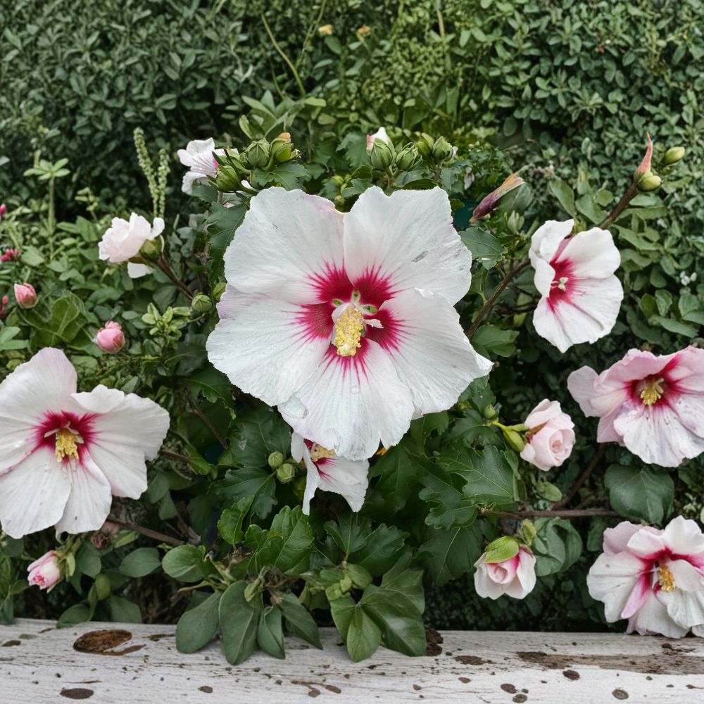 Helene Rose of Sharon – Live Flowering Shrub | 2 Gallon Pot Plant | Hibiscus syriacus | Summer Bloom Landscape Plant