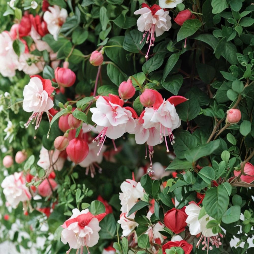 2 Swingtime Fuchsia Live Plants – Fuchsia ‘Swingtime’ | Red & White Bi-Color Flowers | 5 Inch Pots | Trailing Flowering Plants | Partial Shade | Hanging Basket & Patio Friendly