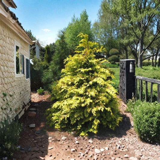 Crippsii Golden Hinoki Cypress – Chamaecyparis obtusa 'Crippsii' Live Plant | 2.5 Quart Grow Bag | Golden Evergreen | Landscape Accent