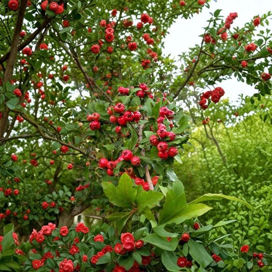 2 Live Heirloom Mayhaw Fruit Trees – Crataegus aestivalis | 1 Foot Bare Root Seedlings | Red Apple-Shaped Fruit | Southern Native Fruit Tree | Cross-Pollinating Pair