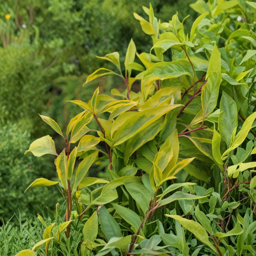 Golden Times Variegated Forsythia – Live Flowering Shrub | 1 Gallon Pot | Forsythia 'Golden Times' | Yellow Variegated Foliage