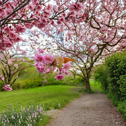 Kwanzan Japanese Cherry Trees – Prunus serrulata ‘Kwanzan’ | Set of 2 | 8–14 Inch Live Plants | 2.5 Inch Pots | Double Pink Spring Blooms | Ornamental Flowering Trees