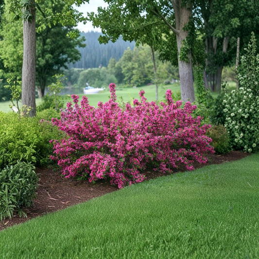 Java Red Weigela – Live Weigela florida ‘Java Red’ Plant | 12+ Inch Rooted Shrub | Deep Pink Flowers | Purple Green Foliage | 4 Inch Pot Size