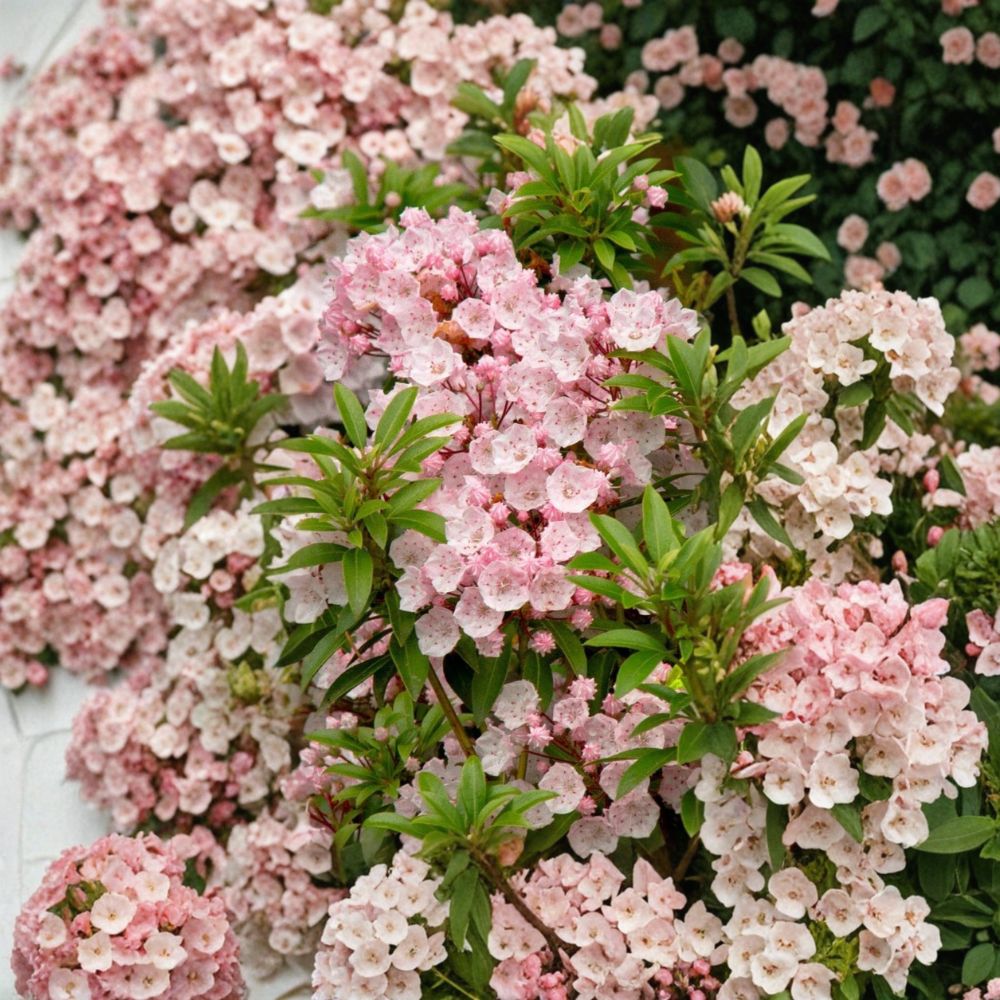 Pink Mountain Laurel Live Plant – Kalmia latifolia | 1 Foot+ Bare Root | Hardy Evergreen Shrub | Pink Flowers | Natural Grown | Garden Plant