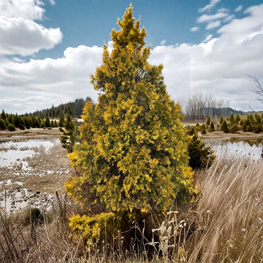 Sunkist Arborvitae – Live Yellow Evergreen Conifer | Quart Pot Plant | Thuja occidentalis | Golden Privacy Tree