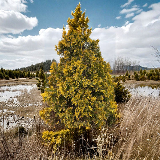Sunkist Arborvitae – Live Yellow Evergreen Conifer | Quart Pot Plant | Thuja occidentalis | Golden Privacy Tree