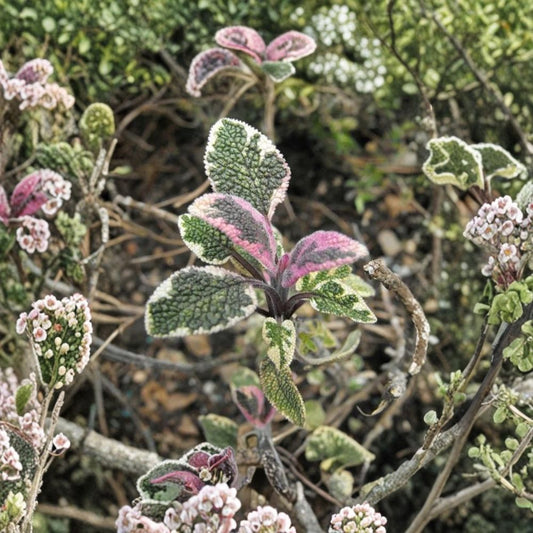 Tricolor Sage Live Plants – 3 Plants | 3–6" Tall | Salvia officinalis ‘Tricolor’ | Variegated Culinary Herb | Green, Cream & Pink Foliage | Ships Without Pot