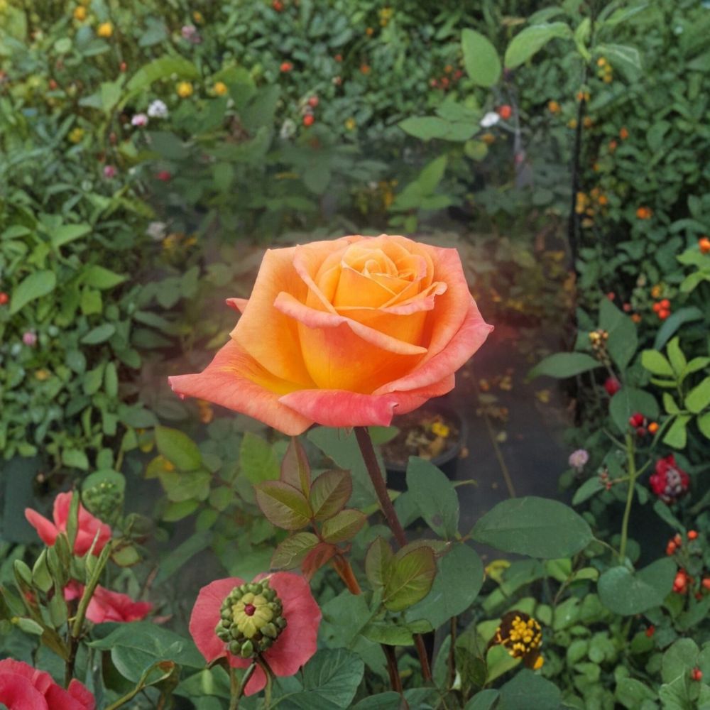 Arizona Rose – Rosa Grandiflora Live Plant | 1 Gallon Size | Includes Healthy Root System | Garden & Landscape Friendly | Orange Yellow Blooms