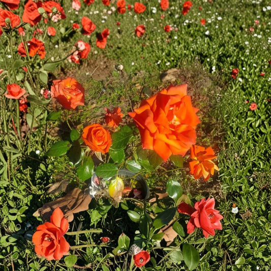 Marina Rose – Rosa Floribunda Live Rose Bush | 5 Gallon Size | Includes Root-Wrapped Live Plant | Garden & Landscape Friendly | Everblooming Salmon Orange Flowers