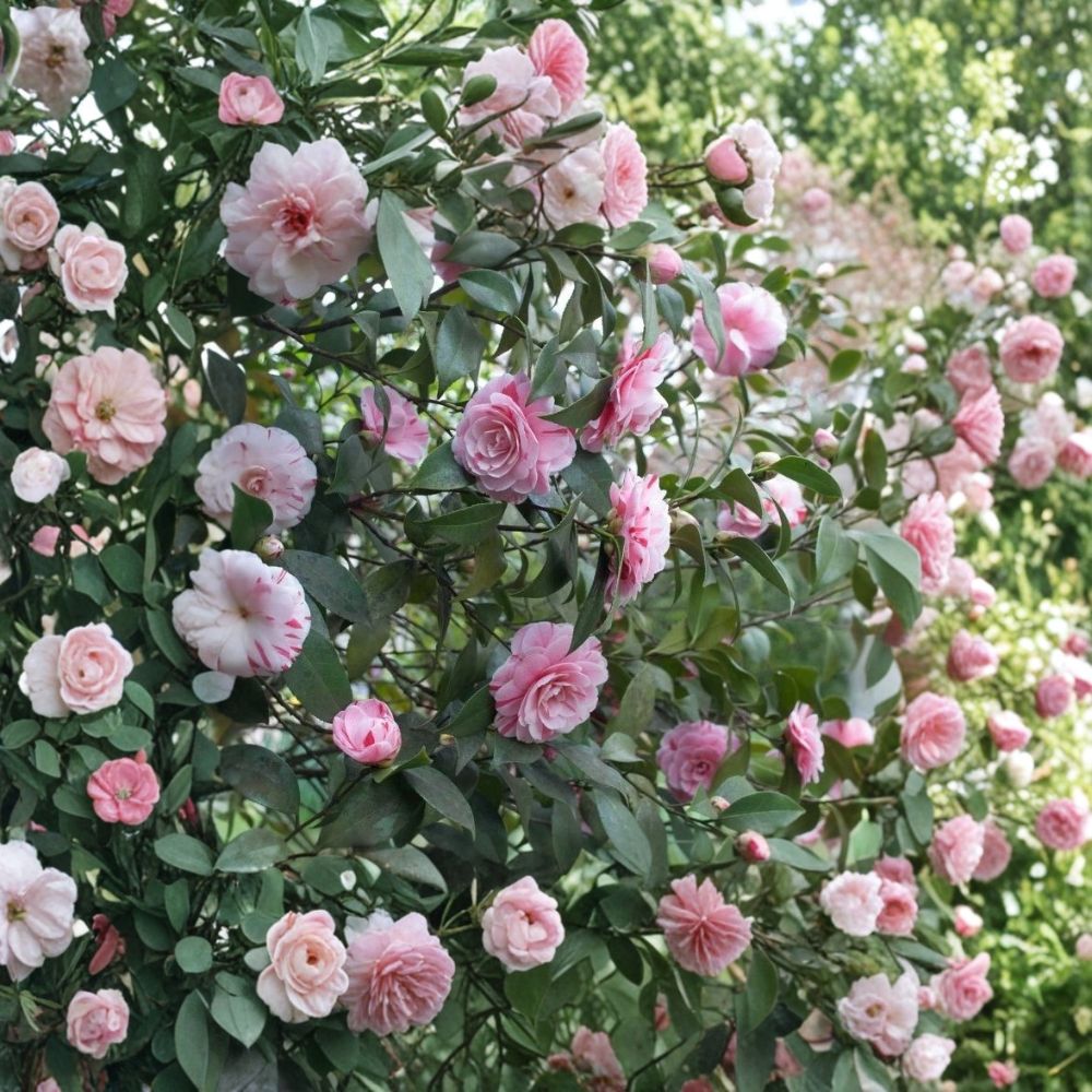 LA Peppermint Camellia Live Starter Plant – Camellia japonica ‘LA Peppermint’ | 4L Starter | White Pink Red Streaked Flowers | Evergreen Shrub | Zones 7–9