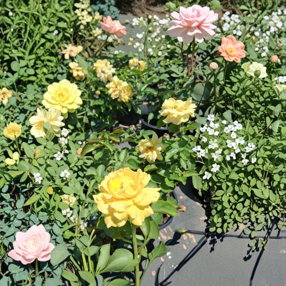 Julia Child Rose – Butter Gold Live Bush Plant | 1 Gallon Size | Includes Root Ball Wrapping | 2006 AARS Award Winner | Floribunda Rose