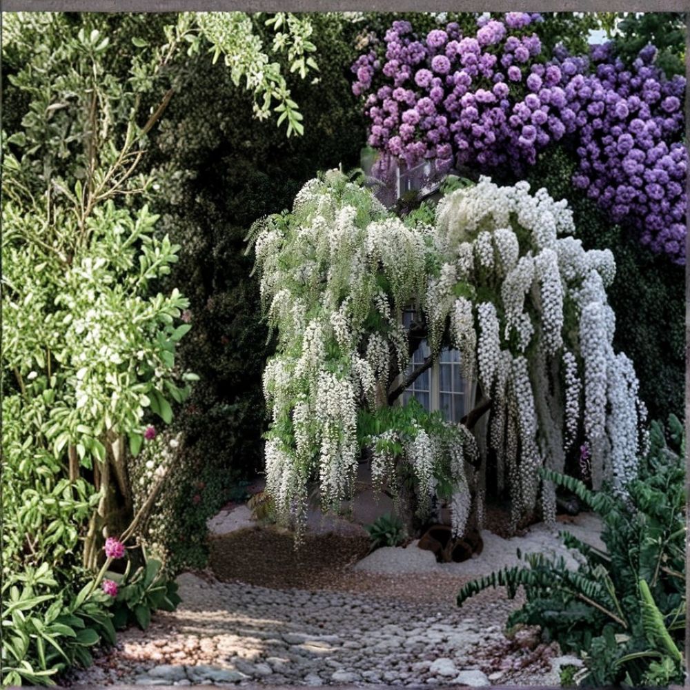 Live Wisteria Vine – White or Purple | Rooted Starter Plant | Up to 12 Inches Tall | Bare Root Climbing Vine