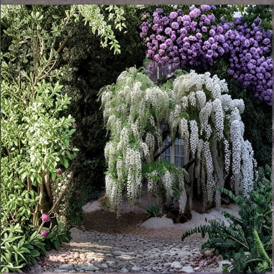 Live Wisteria Vine – White or Purple | Rooted Starter Plant | Up to 12 Inches Tall | Bare Root Climbing Vine