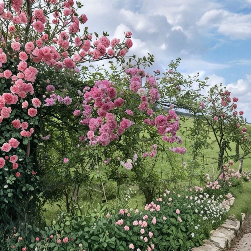 Pink Climbing Rose – Live Rooted Heirloom Rose Bush | Fragrant Flowering Climbing Vine | Perennial Garden Rose