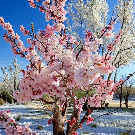 Akebono Flowering Cherry Live Plant – Prunus ‘Akebono’ | 6–12 Inch Tall | 2.5 Inch Pot | Light Pink Semi-Double Spring Blooms | Ornamental Cherry Tree | USDA Zones 5–9