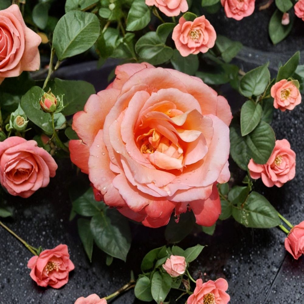 Voodoo Rose – Rosa Hybrid Tea Live Plant | 5 Gallon Size | Includes Healthy Root System | Garden & Landscape Friendly | Orange Yellow Fragrant Blooms