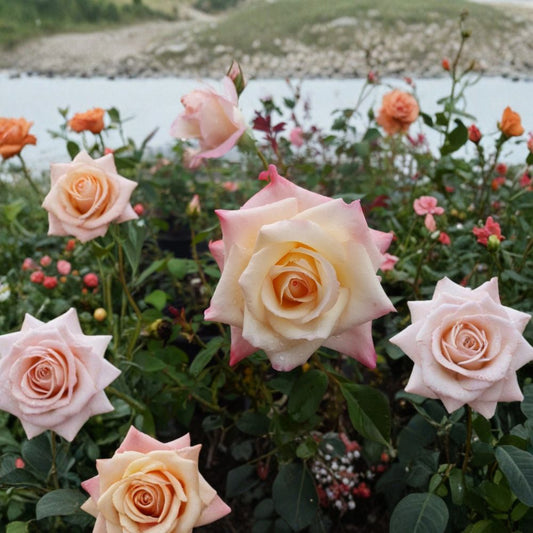 Peace Rose – Rosa Hybrid Tea Live Plant | 3 Gallon Size | Includes Healthy Root System | Award-Winning Garden Rose | Yellow Pink Blend Blooms