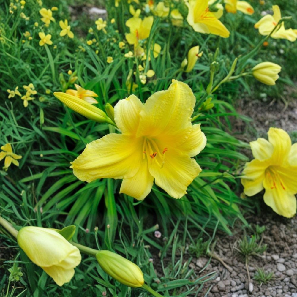 Hemerocallis 'Suzie Wong' Daylily – 3 Bare Root Plants | Grade #1 Roots | Hardy Perennial Flower | Easy to Grow | Garden Favorite