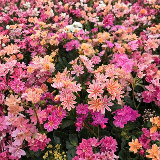 Lewisia 'Rainbow Mix' – Live Starter Plant | 2.5 x 3.5 Inch Pot | Hardy Succulent | Colorful Flowering Perennial