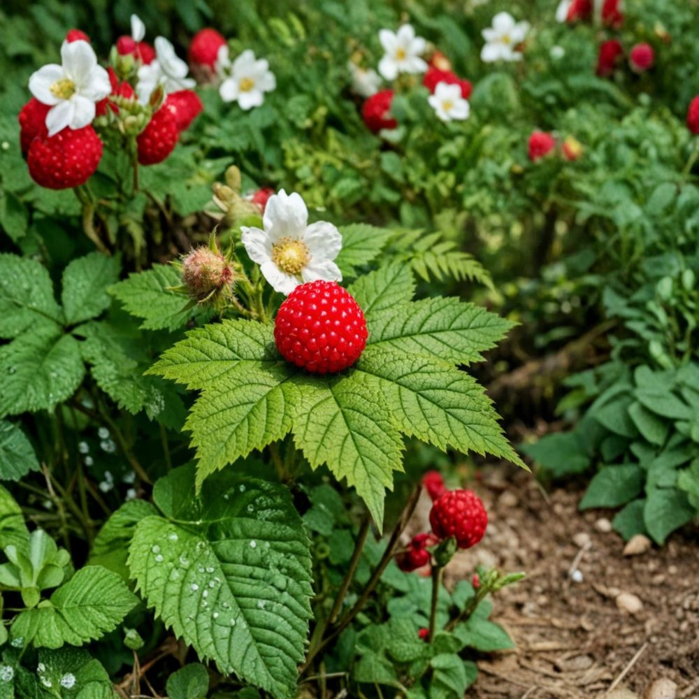 Thimbleberry Live Plant – Rubus parviflorus | 3–4 Inches Tall | 4 Inch Pot | Native Berry Shrub | White Flowers & Red Berries | Zones 3–9