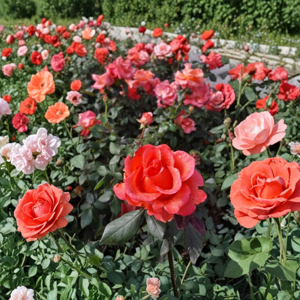 Ring of Fire Hybrid Tea Rose – Live Rose Bush Plant | 1 Gallon Size | Red Orange Yellow Blooms | Colorful Garden Rose | Full Sun Landscape Favorite