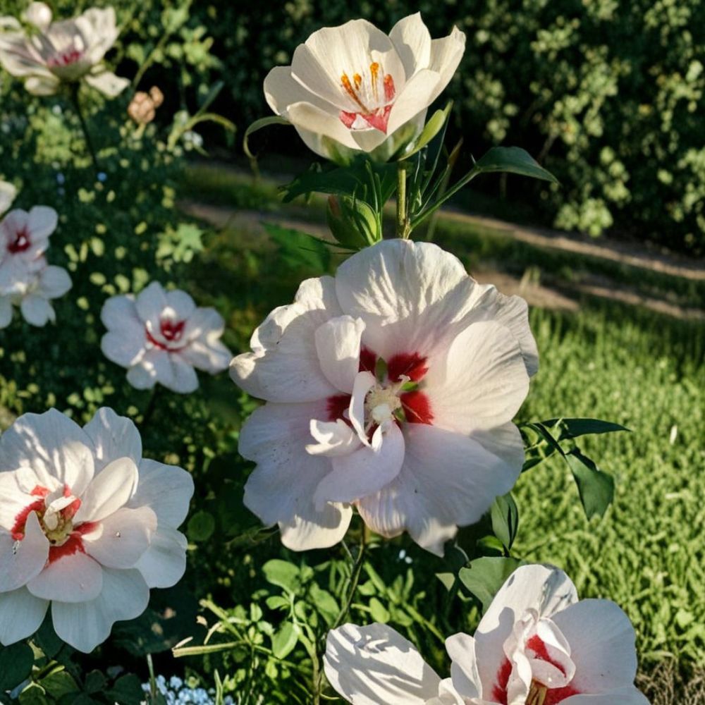 Double Flower White Rose of Sharon – Hibiscus syriacus Live Plant | 2 Gallon Size | Double White Blooms | Hardy Flowering Shrub | Easy to Grow