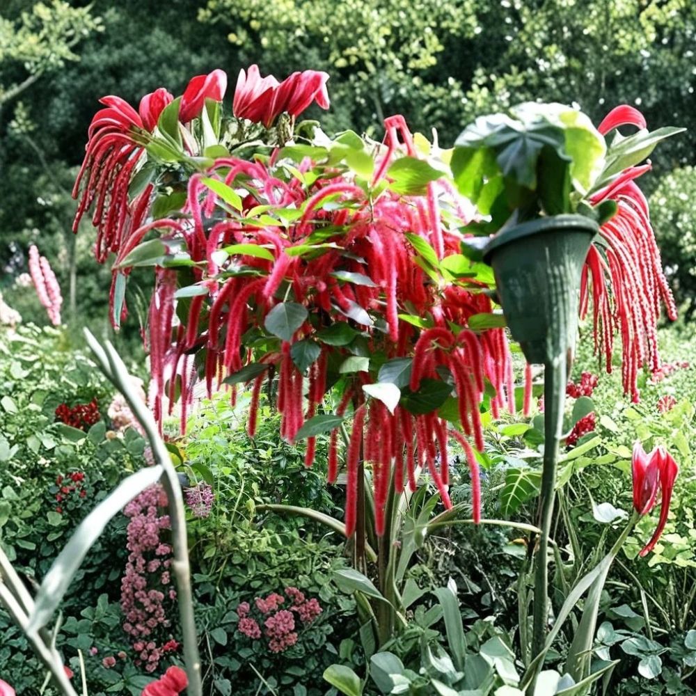 Giant Chenille Plant Live Starter – Acalypha hispida | Red Chenille Plant | Tropical Flowering Plant | Hummingbird Garden