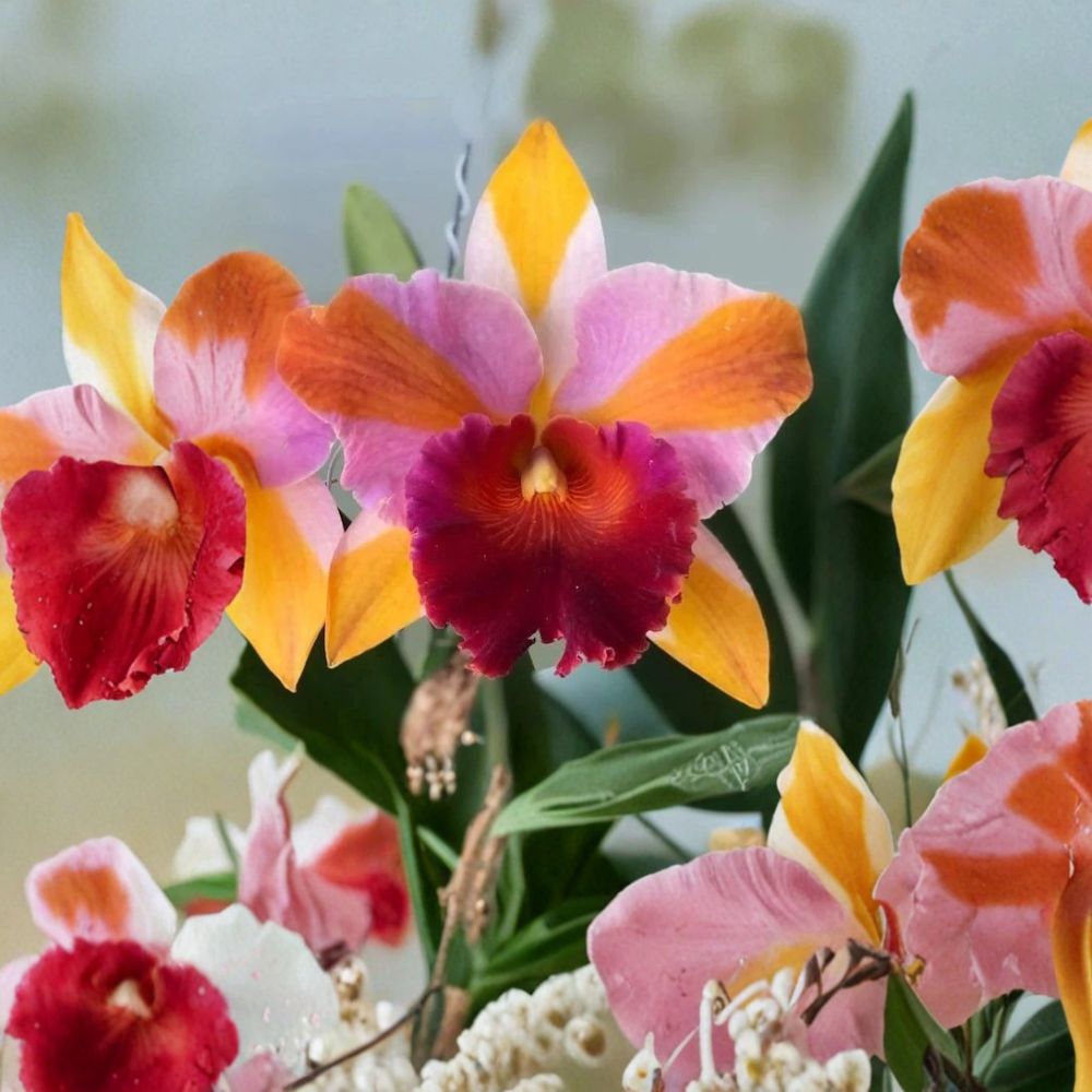 Cattleya Rlc Amazing Siam Live Orchid Plant | 2 Inch Pot | Exotic Yellow & Crimson Blooms | Tropical Flowering Orchid Starter
