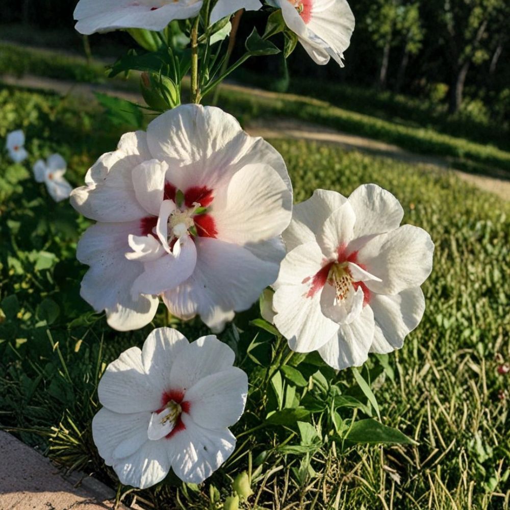 Double Flower White Rose of Sharon – Hibiscus syriacus Live Plant | 1 Gallon Size | Double White Blooms | Hardy Flowering Shrub | Easy to Grow