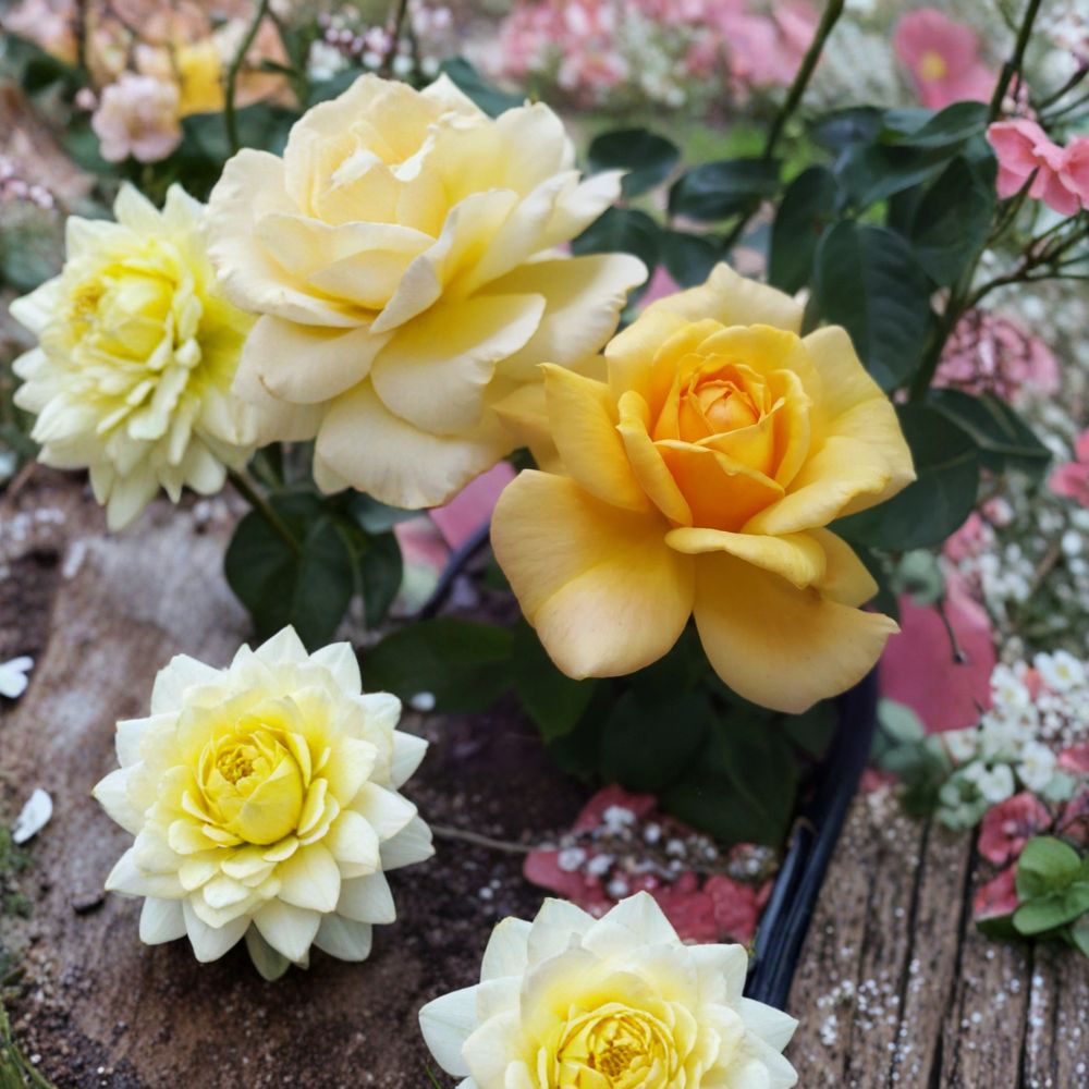 Sunsprite Floribunda Rose – Rosa hybrida Live Plant | 5 Gallon Size | Deep Yellow Flowering Rose Bush | Includes Root Ball | Garden & Landscape Friendly | Easy to Grow