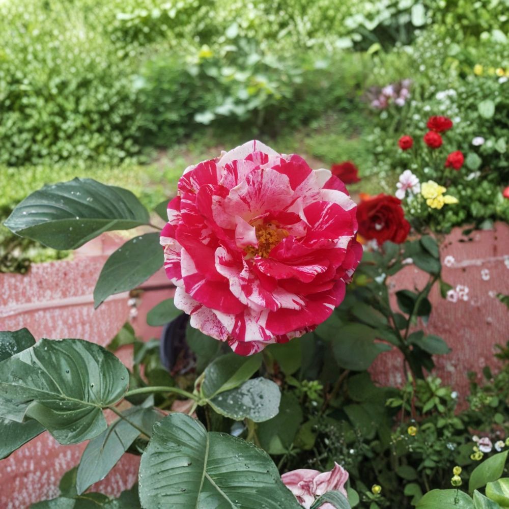 Scentimental Floribunda Rose – 3 Gallon Live Rose Bush | Large Double Blooms | Red & White Striped Roses | Fragrant Flowering Plant