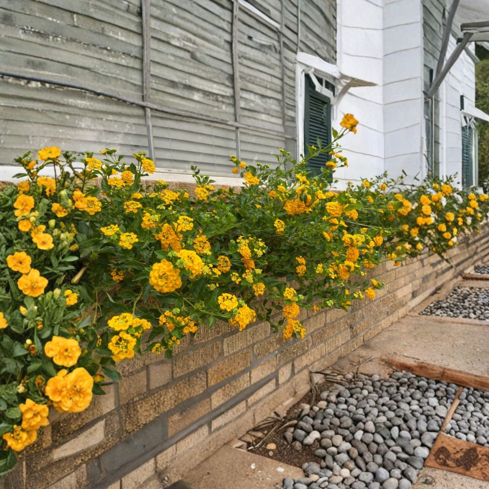 Live Trailing Yellow Lantana Plant | 4 Inch Starter | Cascading Flowering Shrub | Ships Without Pot | Butterfly Garden Plant