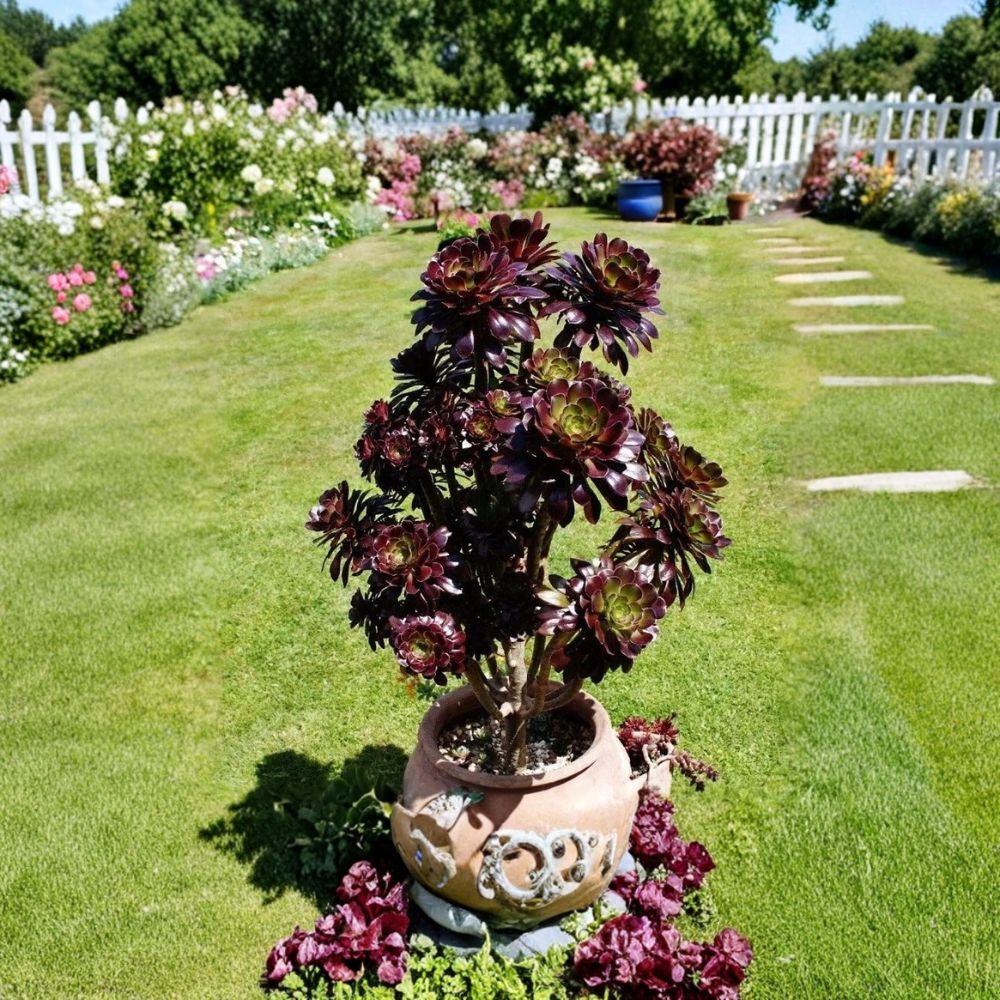 Black Rose Succulent Live Plant – Aeonium arboreum 'Zwartkop' | Ships Bare Root | Rare Dark Foliage Succulent | Indoor & Outdoor Plant | Easy to Grow
