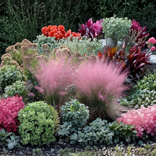 Pink Muhly Grass Live Plant | 5–8 Inches Tall | Ornamental Grass | Pink Flowering Plumes | Rooted Starter Plant | No Pot