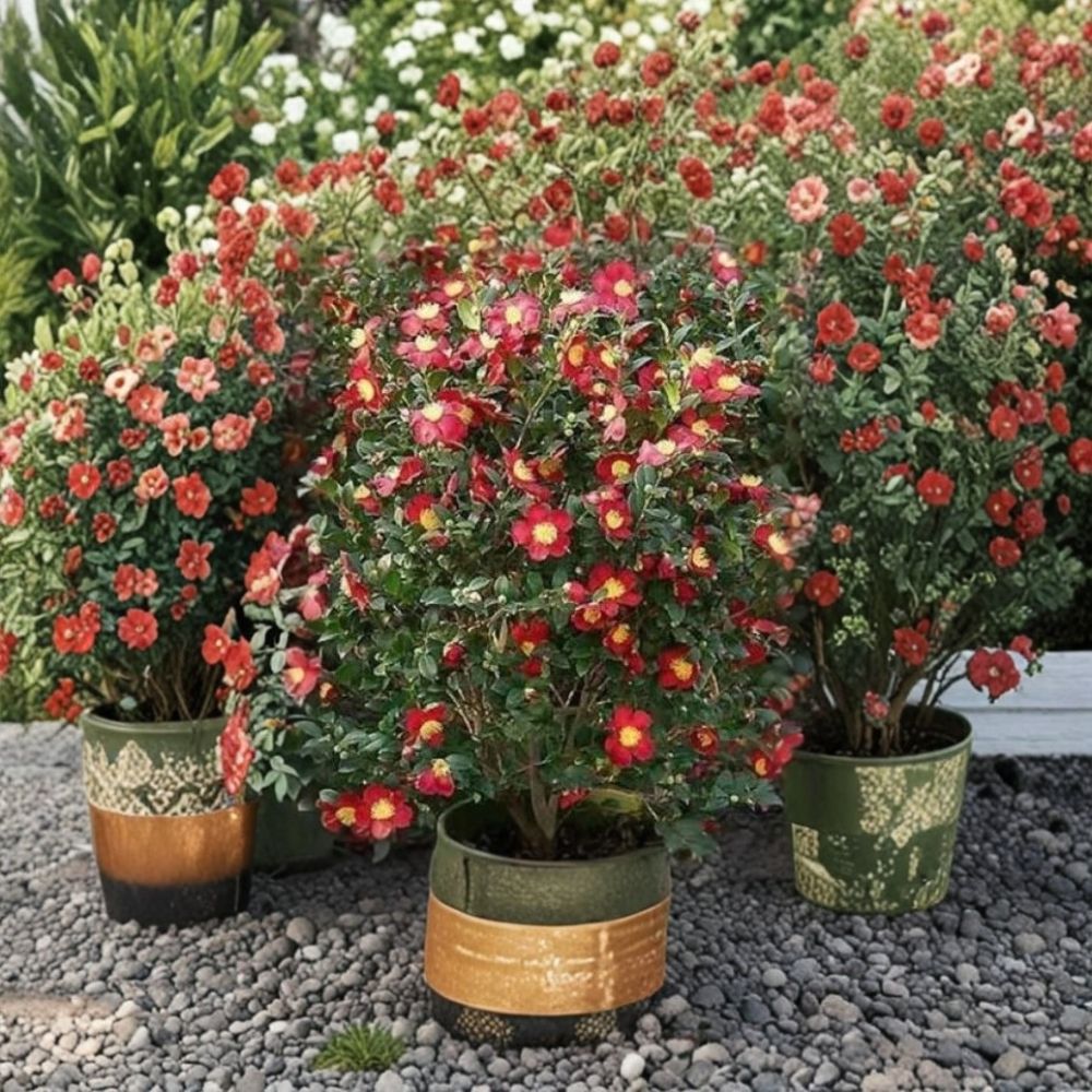 Yuletide Camellia Plant – Camellia japonica ‘Yuletide’ | Live Potted Starter | Bold Red Flowers with Gold Stamens | 3" Pot | Zones 7–10