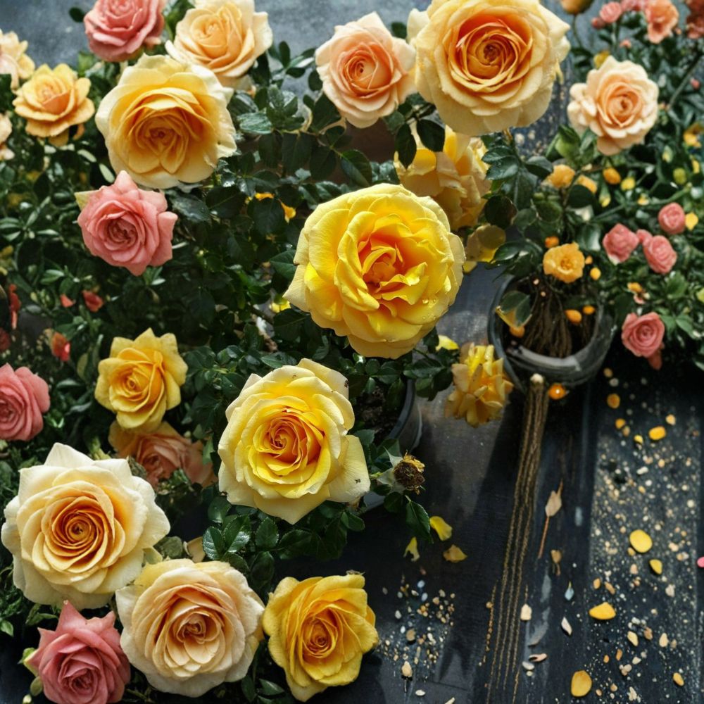 St. Tropez Floribunda Rose – Rosa hybrida Live Plant | 5 Gallon Size | Flowering Rose Bush | Includes Root Ball | Landscape & Garden Friendly | Easy to Grow