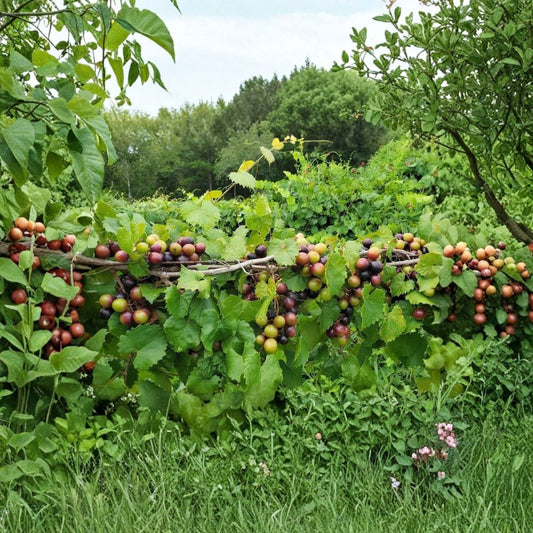 Delicious Muscadine Grape Vine – Vitis rotundifolia Live Starter Plant | 3–4 Inches Tall | Self-Fertile Black Grape | Bare Root